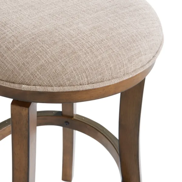 Bar Stools & Counter Height Stools-Kirkland's Home Natural Linen Barrel Base Swivel Bar Stool Tan