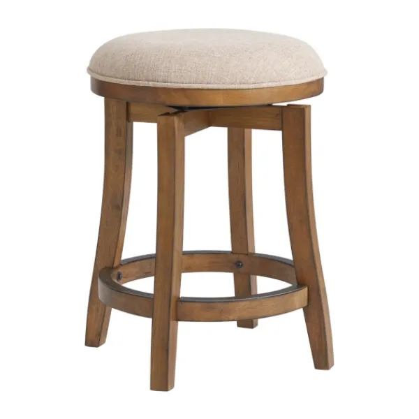 Bar Stools & Counter Height Stools-Kirkland's Home Natural Linen Barrel Base Swivel Counter Stool Set Tan