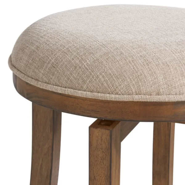 Bar Stools & Counter Height Stools-Kirkland's Home Natural Linen Barrel Base Swivel Counter Stool Set Tan
