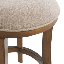 Bar Stools & Counter Height Stools-Kirkland's Home Natural Linen Barrel Base Swivel Counter Stool Set Tan