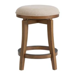 Bar Stools & Counter Height Stools-Kirkland's Home Natural Linen Barrel Base Swivel Counter Stool Tan