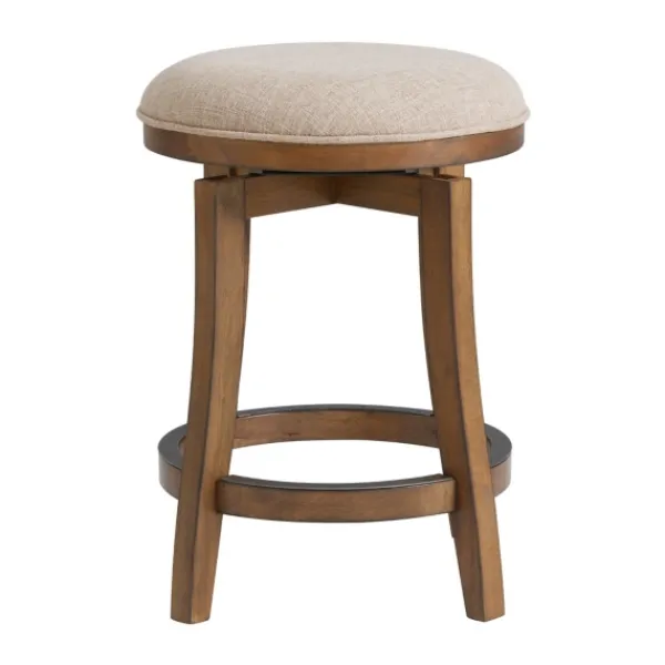 Bar Stools & Counter Height Stools-Kirkland's Home Natural Linen Barrel Base Swivel Counter Stool Tan