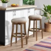 Bar Stools & Counter Height Stools-Kirkland's Home Natural Linen 2-Pc. Barrel Base Bar Stool Set Tan