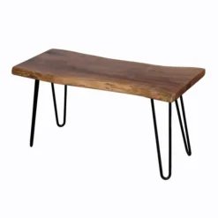 Benches & Ottomans-Kirkland's Home Natural Live Edge Hairpin Legs Bench, 36 In. Brown