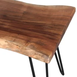 Benches & Ottomans-Kirkland's Home Natural Live Edge Hairpin Legs Bench, 36 In. Brown