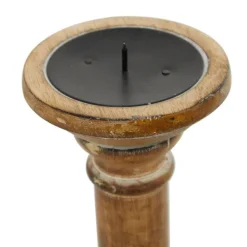 Candle Holders-Kirkland's Home Natural Mango Wood Carved Candle Holders, Set Of 3 Tan