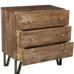 Dressers & Chests-Kirkland's Home Natural Mango Wood Chest With Brass Inlay