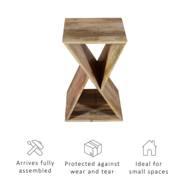Accent & End Tables-Kirkland's Home Natural Mango Wood Hourglass Accent Table Brown