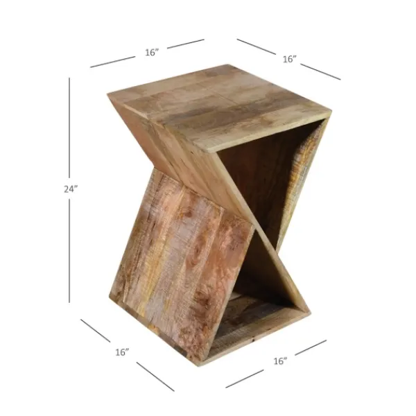 Accent & End Tables-Kirkland's Home Natural Mango Wood Hourglass Accent Table Brown
