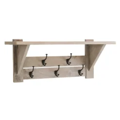 Entryway Furniture-Kirkland's Home Natural Mango Wood 2-Pc. Wall Hook And Bench Set