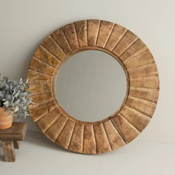 Decorative Mirrors-Kirkland's Home Natural Mango Wood Round Frame Mirror