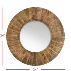 Decorative Mirrors-Kirkland's Home Natural Mango Wood Round Frame Mirror