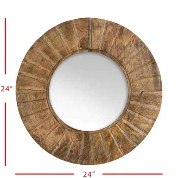 Decorative Mirrors-Kirkland's Home Natural Mango Wood Round Frame Mirror