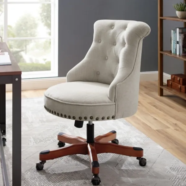 Office Furniture-Kirkland's Home Natural Miller Tufted Office Chair Tan