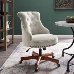 Office Furniture-Kirkland's Home Natural Miller Tufted Office Chair Tan