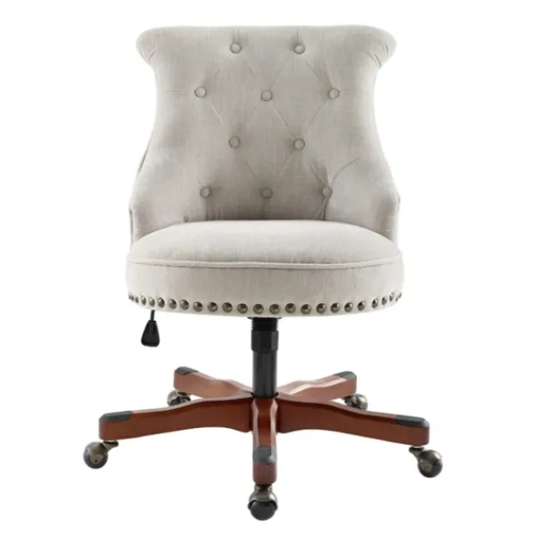 Office Furniture-Kirkland's Home Natural Miller Tufted Office Chair Tan