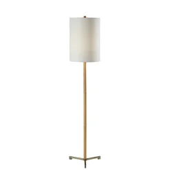 Floor Lamps-Kirkland's Home Natural Oak Wood Slim Floor Lamp White