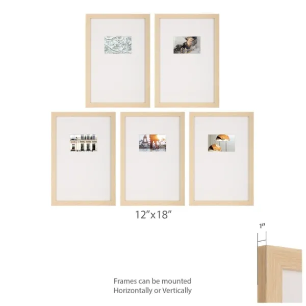 Gallery Wall Frames-Kirkland's Home Natural Offset Mat 4X6 5-Pc. Gallery Wall Set Tan