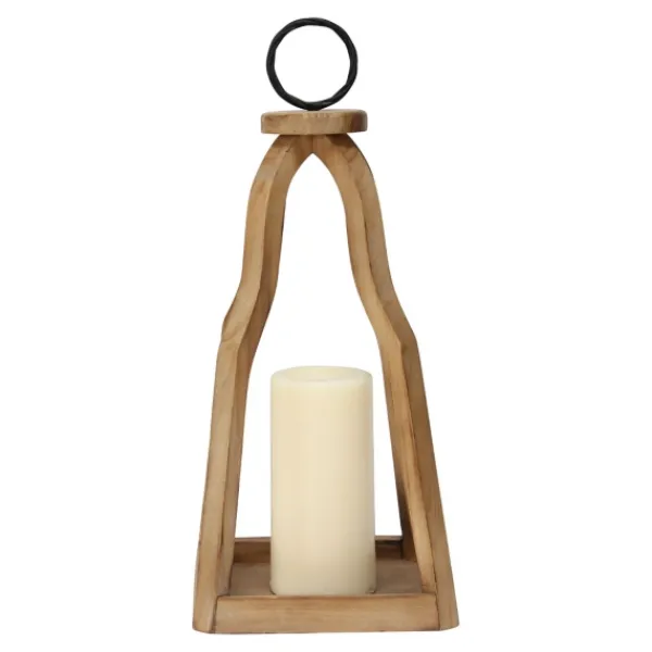 Lanterns-Kirkland's Home Natural Open Wood Frame Lantern Brown/Black
