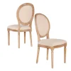 Dining Chairs-Kirkland's Home Natural Oval Back Linen Dining Chairs, Set Of 2 White