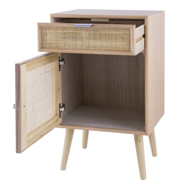 Cabinets & Sideboards-Kirkland's Home Natural Pine And Rat Single Door Cabinet Tan