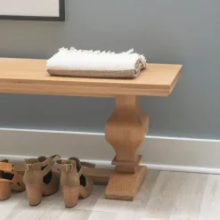 Benches & Ottomans-Kirkland's Home Natural Pine Wood Knotted Column Bench Tan