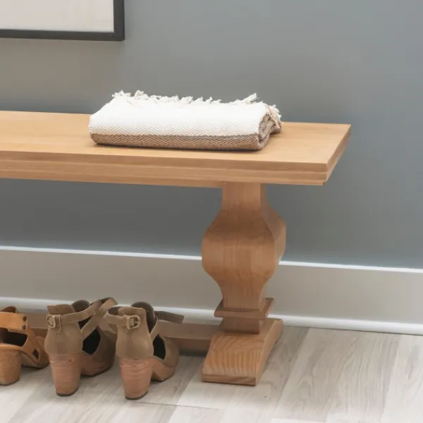 Benches & Ottomans-Kirkland's Home Natural Pine Wood Knotted Column Bench Tan