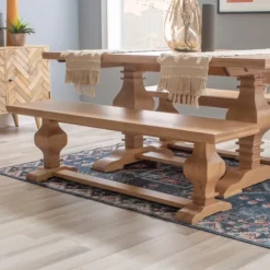 Benches & Ottomans-Kirkland's Home Natural Pine Wood Knotted Column Bench Tan