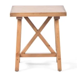 Accent & End Tables-Kirkland's Home Natural Pine Wood Trellis Accent Table Brown