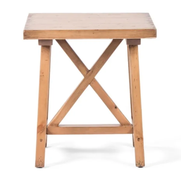 Accent & End Tables-Kirkland's Home Natural Pine Wood Trellis Accent Table Brown