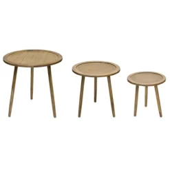 Accent & End Tables-Kirkland's Home Natural Rat Tripod Accent Tables, Set Of 3 Tan