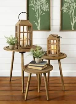 Accent & End Tables-Kirkland's Home Natural Rat Tripod Accent Tables, Set Of 3 Tan