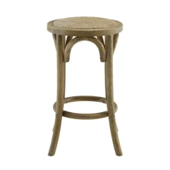 Bar Stools & Counter Height Stools-Kirkland's Home Natural Rat Upholstered Wood Counter Stool Tan