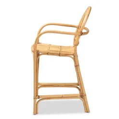 Bar Stools & Counter Height Stools-Kirkland's Home Natural Rat Woven Seat Counter Stool Tan