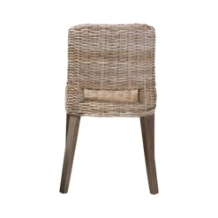 Dining Chairs-Kirkland's Home Natural Rattan Cutout Back Dining Chair Brown