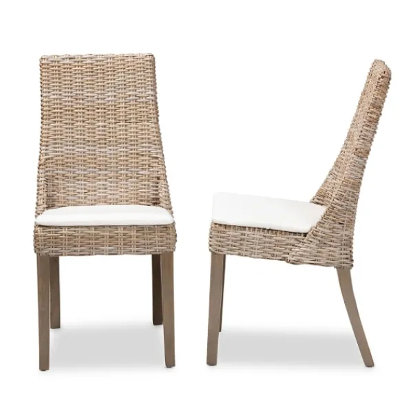 Dining Chairs-Kirkland's Home Natural Rattan High Back Dining Chairs, Set Of 2 Brown