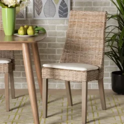 Dining Chairs-Kirkland's Home Natural Rattan High Back Dining Chairs, Set Of 2 Brown