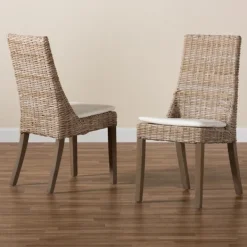 Dining Chairs-Kirkland's Home Natural Rattan High Back Dining Chairs, Set Of 2 Brown