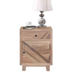 Nightstands-Kirkland's Home Natural Reclaimed Wood Diagonal Slats Nights D Tan