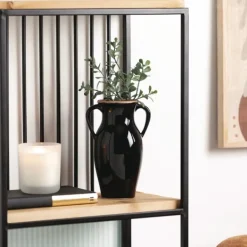 Vases-Kirkland's Home Natural Rimmed Onyx Urn Vase Black