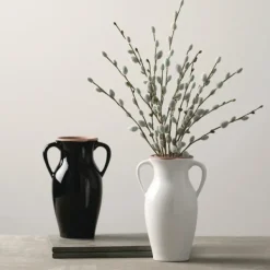 Vases-Kirkland's Home Natural Rimmed Onyx Urn Vase Black
