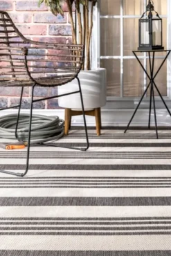 Outdoor Rugs-Kirkland's Home Natural Robin Stripe Outdoor Rug, 5X7 Tan