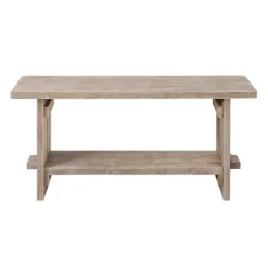 Benches & Ottomans-Kirkland's Home Natural Rustic Whitewashed Mango Wood Bench Tan