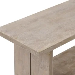 Benches & Ottomans-Kirkland's Home Natural Rustic Whitewashed Mango Wood Bench Tan
