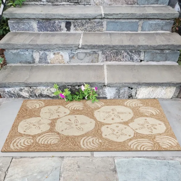 Outdoor Rugs-Kirkland's Home Natural Sand Dollar Outdoor Accent Rug Tan/Ivory