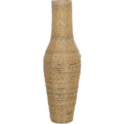 Vases-Kirkland's Home Natural Seagrass Tapered Coastal Vase, 43 In. Tan
