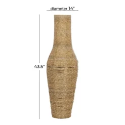 Vases-Kirkland's Home Natural Seagrass Tapered Coastal Vase, 43 In. Tan