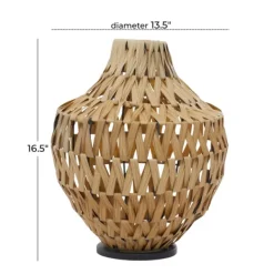 Vases-Kirkland's Home Natural Seagrass Tapered Neck Coastal Vase Tan