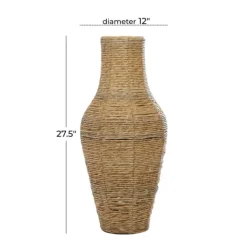 Vases-Kirkland's Home Natural Seagrass Tapered Coastal Vase, 27 In. Tan