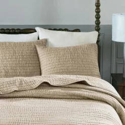 Bedspreads & Coverlets-Kirkland's Home Natural Serene Quilted 3-Pc. King Coverlet Set Tan